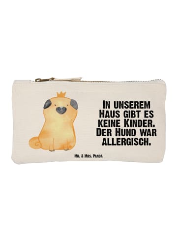 Mr. & Mrs. Panda Schminktasche Mops Krone mit Spruch in Weiß