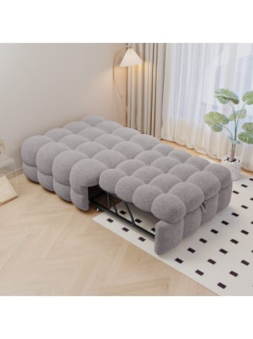 ABRIHOME Einzelbett Ausziehbares Schlafsofa in Teddy-Stoff - Grau