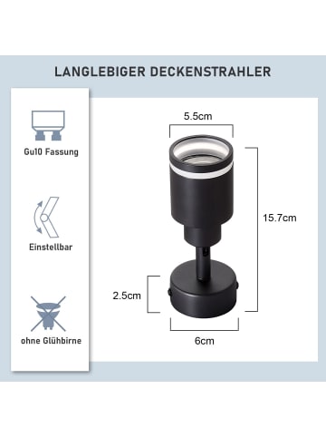 ZMH Deckenleuchte in schwarz 1-flammige GU10 Moderne Metall