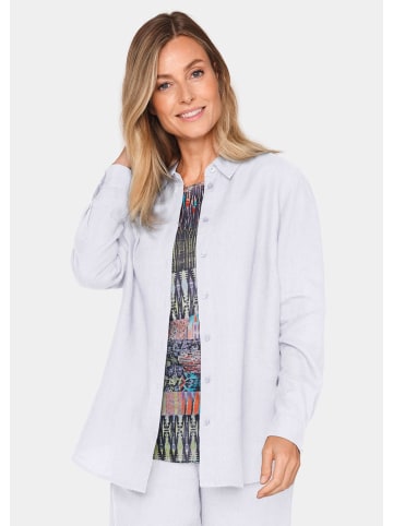 GOLDNER Leinenbluse Bequeme Damen Businessbluse in weiß