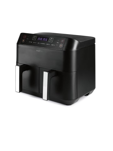 MAXXMEE Heißluft-Fritteuse Doppelkammer 7,6l 2400W schwarz/silber Schwarz