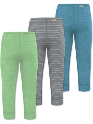 Normani Outdoor Sports 3er Pack Baby Merino Hose Unterhose „Tutira“ in Blau/Grau/Grün