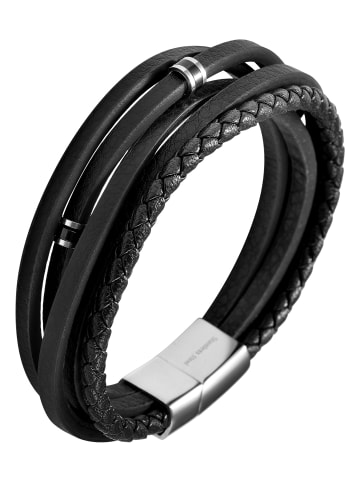 Adeliás Unisex Armband aus Leder 21 cm in schwarz