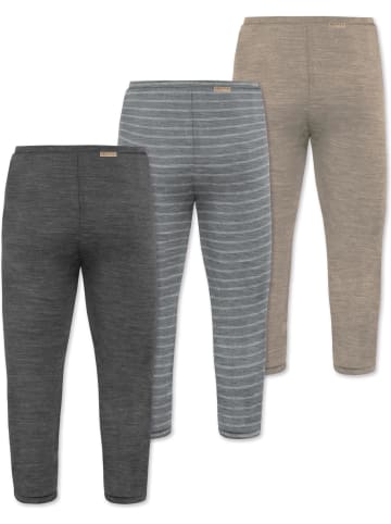 Normani Outdoor Sports 3er Pack Baby Merino Unterhose mit Füßen in Beige/Grau/Anthrazit