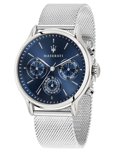 Maserati Herrenuhr Multifunktion Epoca silberfarben/blau