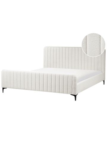 Beliani Doppelbett LUNAN in Weiß/Schwarz - (W) 186 x (H) 101 x (L) 215 cm
