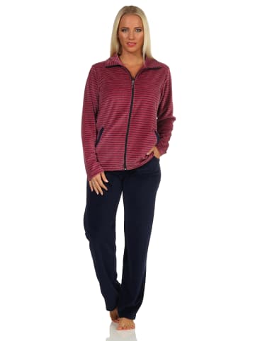 NORMANN Hausanzug Streifen Homewear Nicky Velvet - 69979 in beere