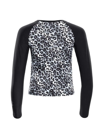 Winshape Functional Light and Soft Cropped Long Sleeve Top AET119LS in snow leopard/black