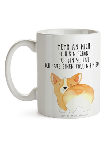 Mr. & Mrs. Panda Trinkbecher Corgi Po mit Spruch in Weiß