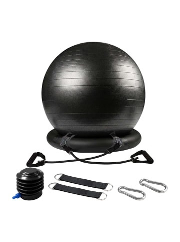 relaxdays Gymnastikball Set in Schwarz - Ø 65 cm