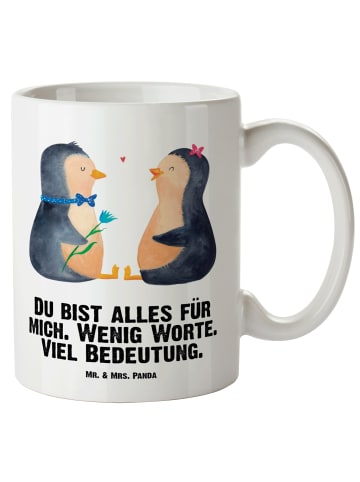 Mr. & Mrs. Panda steingut tasse Pinguin Pärchen mit Spruch in Weiß