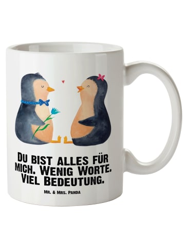 Mr. & Mrs. Panda XL Tasse Pinguin Pärchen mit Spruch in Weiß