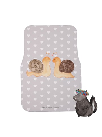 Mr. & Mrs. Panda Auto Fußmatte Schnecken Liebe ohne Spruch in Grau Pastell