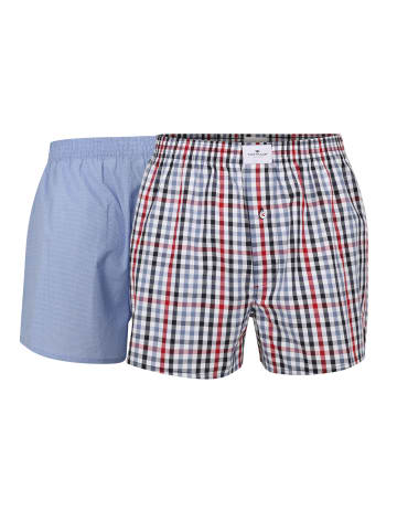 Tom Tailor Web-Boxershorts 2er Pack in Blau/Rot