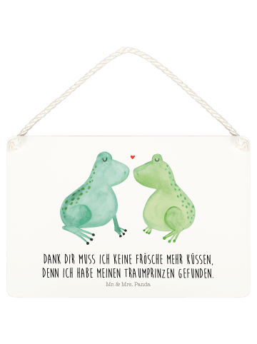 Mr. & Mrs. Panda Holzschild Frosch Liebe mit Spruch in Transparent