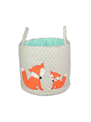 BABY LAL® Aufbewahrungskorb "FUCHS & Co." in Grau/Mint - (H) 32 x (B) 35cm