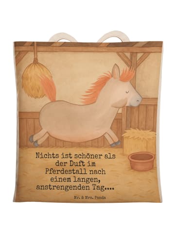 Mr. & Mrs. Panda Einkaufstasche Pferd Springen Design mit Spruch in Weiß