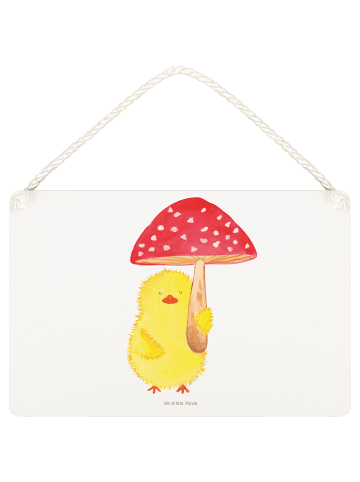 Mr. & Mrs. Panda Schild Küken Fliegenpilz ohne Spruch in Weiß