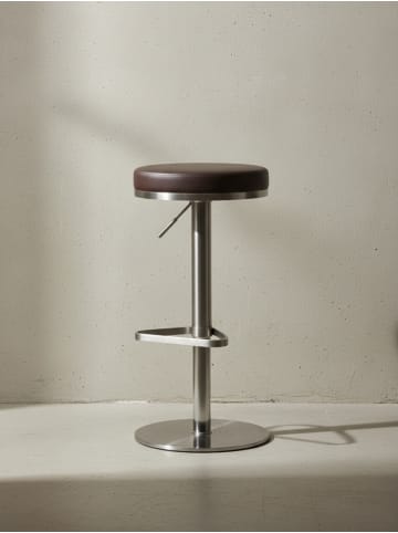 KADIMA DESIGN Barhocker WL1.612 Edelstahl höhenverstellbare Sitzhöhe 57 - 82 in Braun