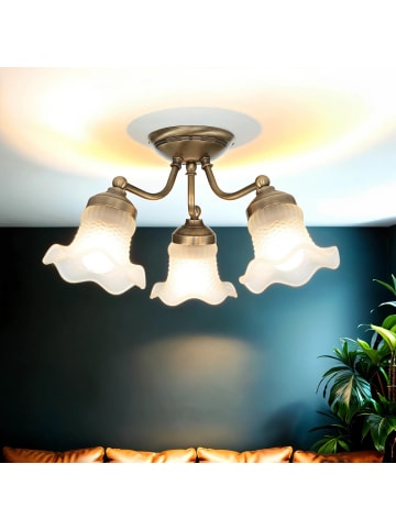 Licht-Erlebnisse Deckenlampe (B)43 x (L)43 x (H)23 cm in Bronze hell glänzend Weiß