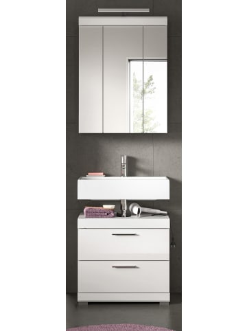 Inn.Furn Badmöbel-Set weiß Hochglanz 2-teilig 60 cm, Kombination mit Spiegelschrank
