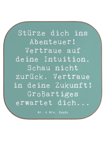 Mr. & Mrs. Panda Glas-Untersetzer Spruch Tapferkeit und Intuitio... in Meeresbrise