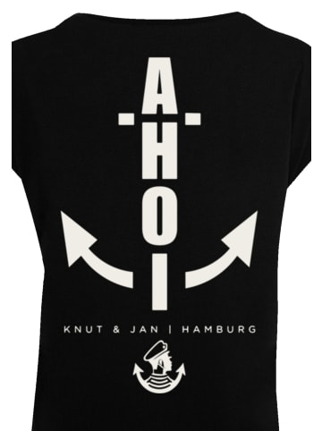 F4NT4STIC Damen T-Shirt PLUS SIZE Ahoi Anker Knut & Jan Hamburg in schwarz