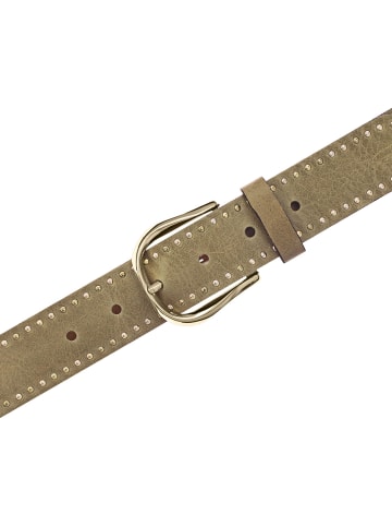 b.belt Nietengürtel Leder in khaki