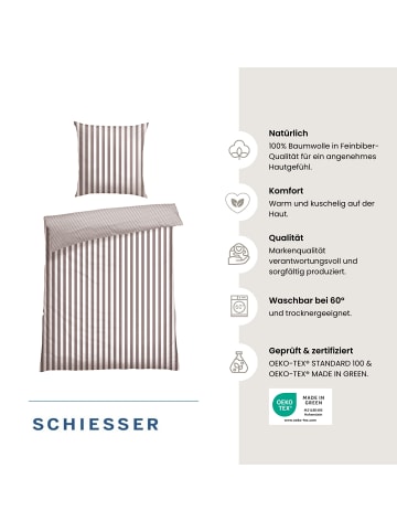 Schiesser Feinbiber-Bettwäsche-Set Marie in Taupe