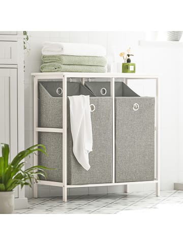 SoBuy Wäschekorb-Ständer in Elfenbeinweiß - (W) 38 x (H) 80 x (L) 77 cm