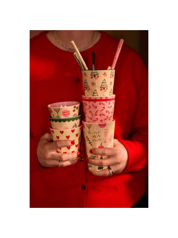 Rice Melamin-Becher Candy Cane – hoch in rot