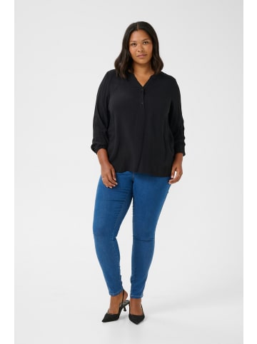 KAFFE curve Langarm-Bluse KCmahlena in Black Deep