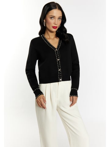 faina Damen Strickjacke Mit Perlen in Schwarz