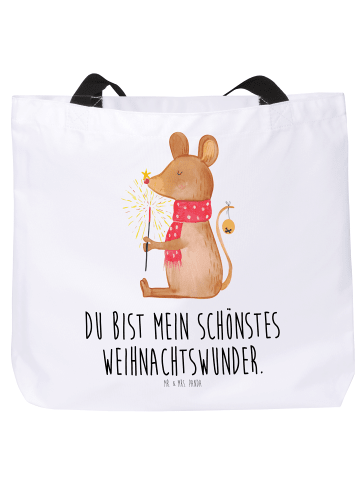 Mr. & Mrs. Panda Reisetasche Maus Weihnachten mit Spruch in Weiß