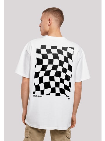F4NT4STIC Heavy Oversize T-Shirt Wavy Schach Muster in weiß