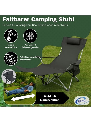 Coemo 2er Set Gartenliege Liegestuhl tragbar Campingstuhl in Schwarz