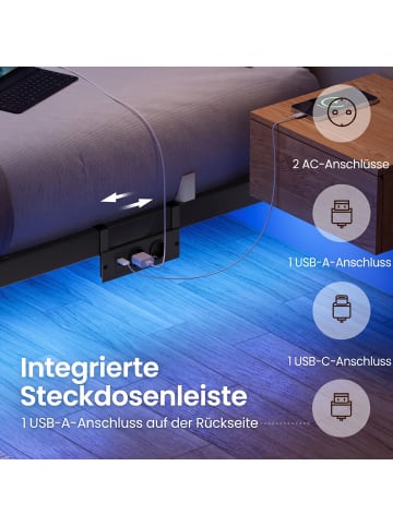 VASAGLE Bettgestell Conner in Mattschwarz - (B)140 x (H)26 x (T)200 cm