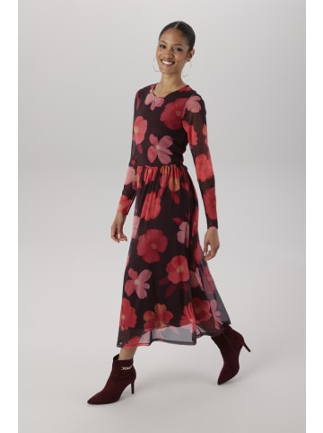 Aniston SELECTED Maxikleid in hellrot-rot-rosa-gelb-braun