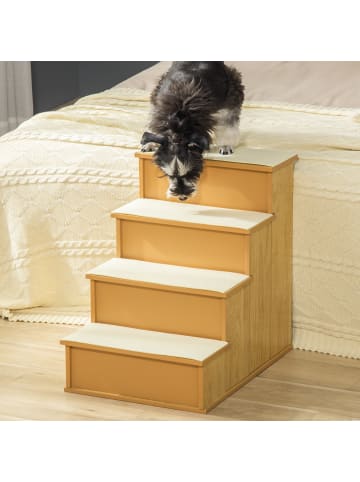 Pawhut Hundetreppe Naturholz 40L x 59B x 54,2H cm