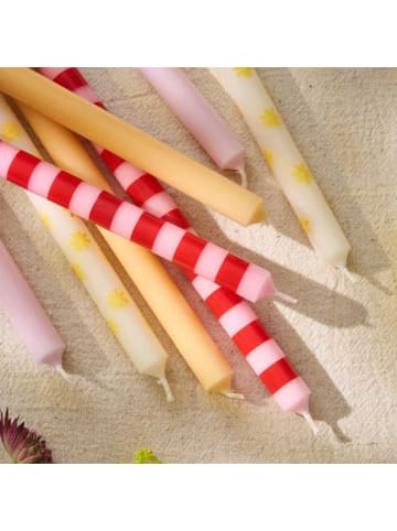 IB Laursen DÜNNE Kerze STREIFEN ROT ROSA Ø 1,3 cm Länge 20 cm 5er Set