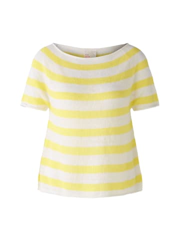 Oui Raglanpullover 100% Leinen in white yellow