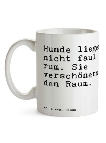Mr. & Mrs. Panda Kaffeetasse Hunde liegen nicht faul... mit Spruch in Weiß