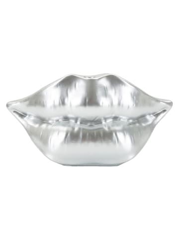 Mauro Ferretti Vase aus silbernem Kunstharz, 23 x 8 x 12 cm
