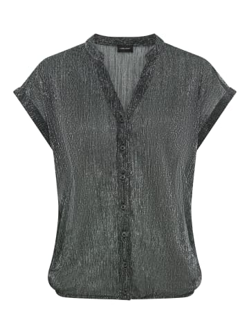 Laura Scott Kurzarmbluse in silber/schwarz