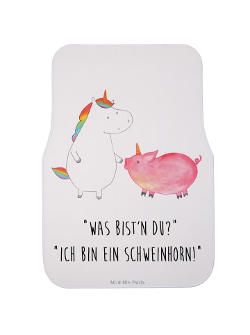 Mr. & Mrs. Panda Fußmatte Fürs Auto Einhorn Schwein mit Spruch in Weiß