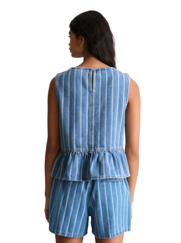Marc O'Polo DENIM Gestreifte Jeans-Volant-Bluse relaxed in Medium Blue