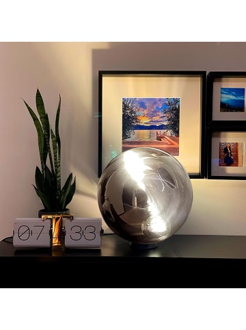 s.LUCE Glaskugel Tischleuchte Progress in Rauch