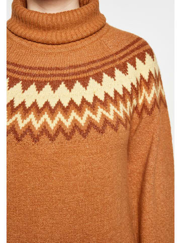IZIA Damen Strick Pullover in Kamel Mehrfarbig