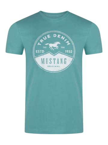 Mustang T-Shirt Basic Print Tee in Türkis