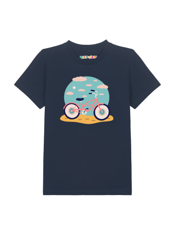 wat? Apparel T-Shirt Fahrrad am Strand in Dunkelblau